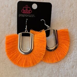 Paparazzi Neon Orange Fringe Earrings New